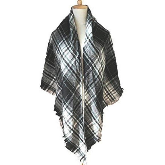 LAST 1! Oversized Plaid Tartan Blanket Scarf Wrap - Picture 4 of 7